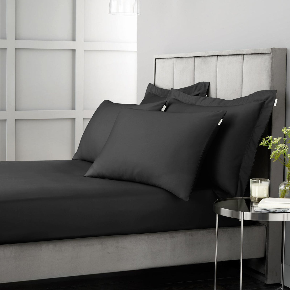 400TC Cotton Sateen Pillowcases Black