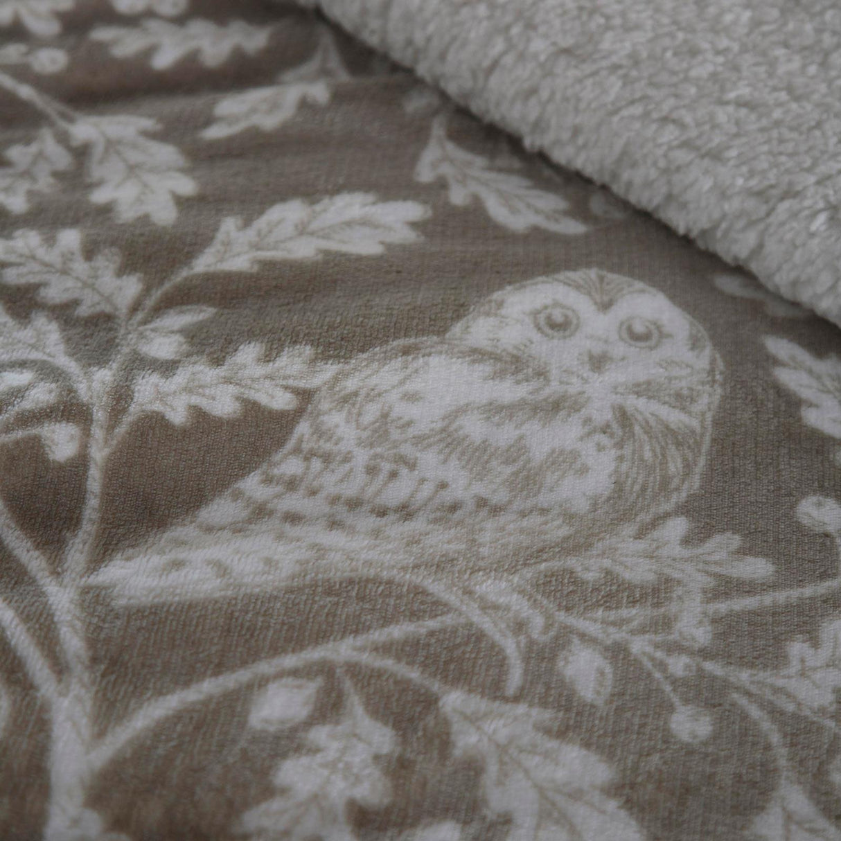 Woodland Owls Fleece Sage Duvet Cover Set