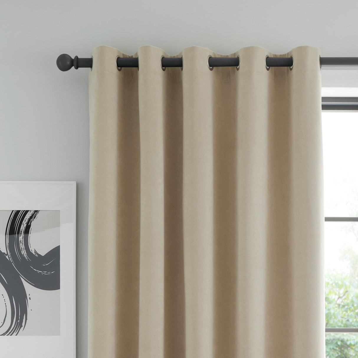 Wilson Velvet Blackout Thermal Eyelet Curtains Natural