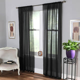 Plain Dyed Voile Curtain Panel Pair Black