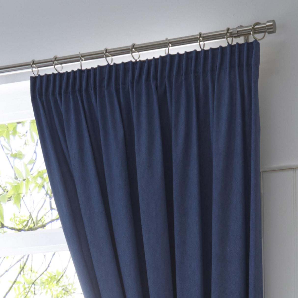 Dijon Blackout Tape Top Curtains Navy