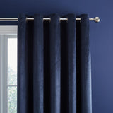 Kingsley Matt Velvet Eyelet Curtains Navy