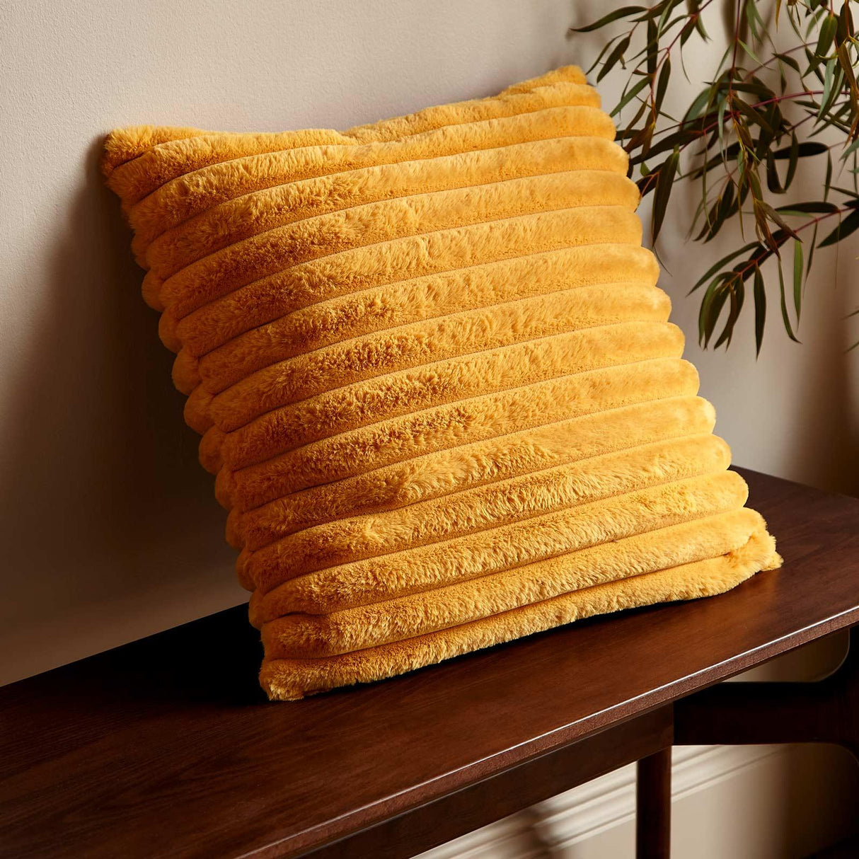 Cosy Ribbed Cushion Cover Mustard 18" x 18"