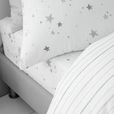 Stars 100% Cotton Fitted Sheet Grey