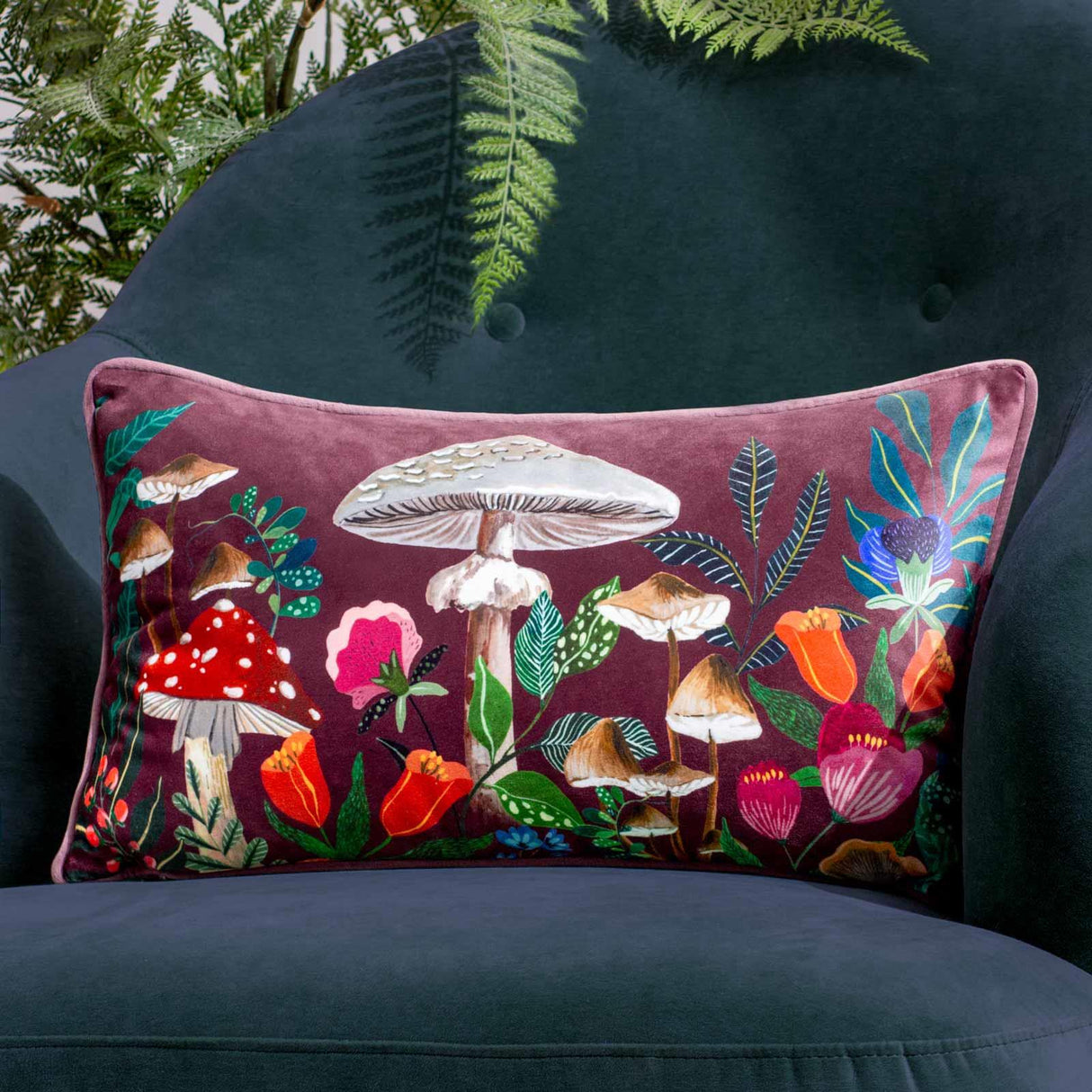 Wild Garden Mushrooms Cushion Cover