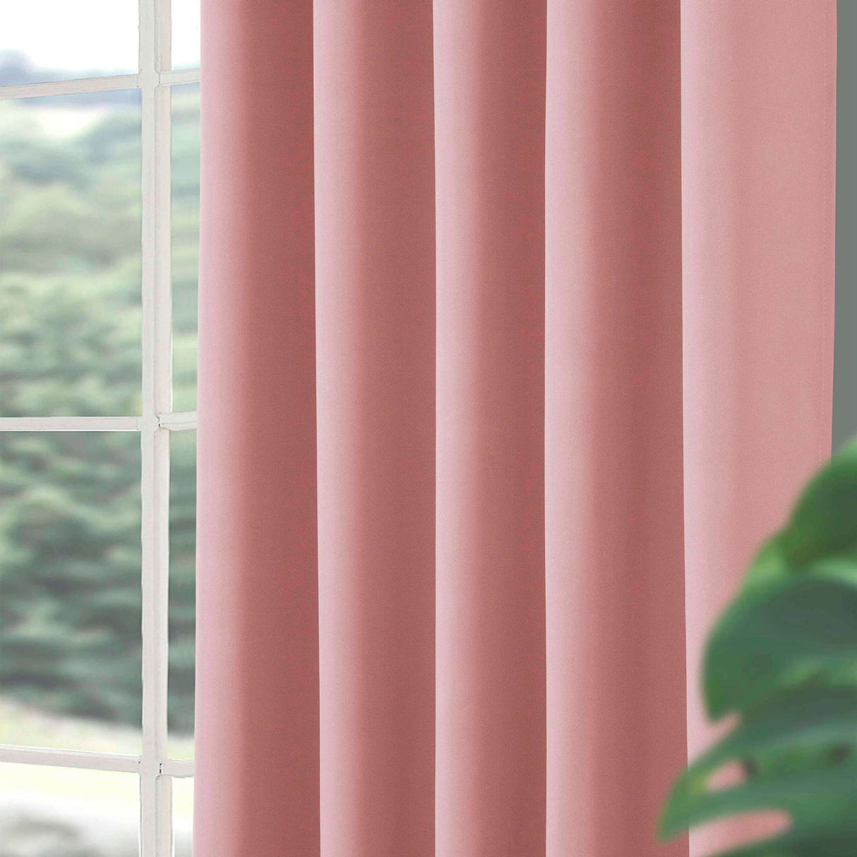 Woven Blackout Tape Top Curtains Soft Pink