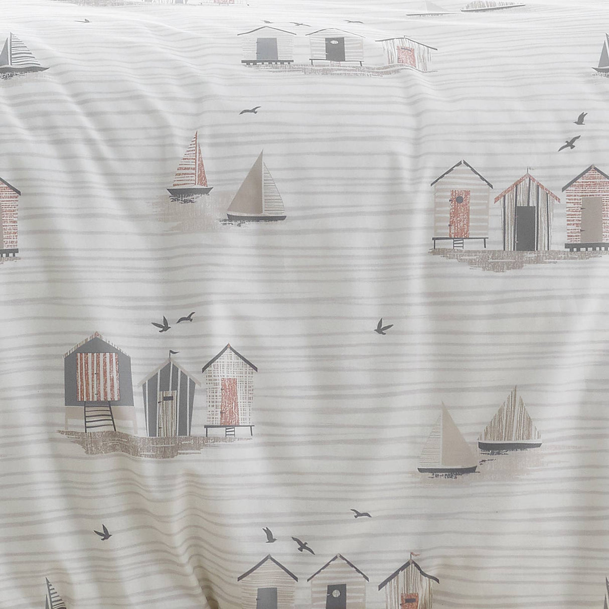 Beach Huts Natural Duvet Cover Set