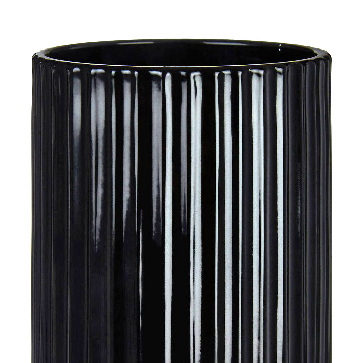 Black Ribbed Glass Tumbler