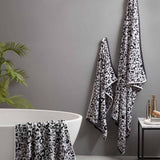 Animal Print Jacquard Towel Black