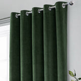 Hampton Velvet Blackout Eyelet Curtains Green