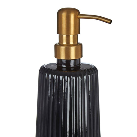 Black Ribbed Glass Dispenser