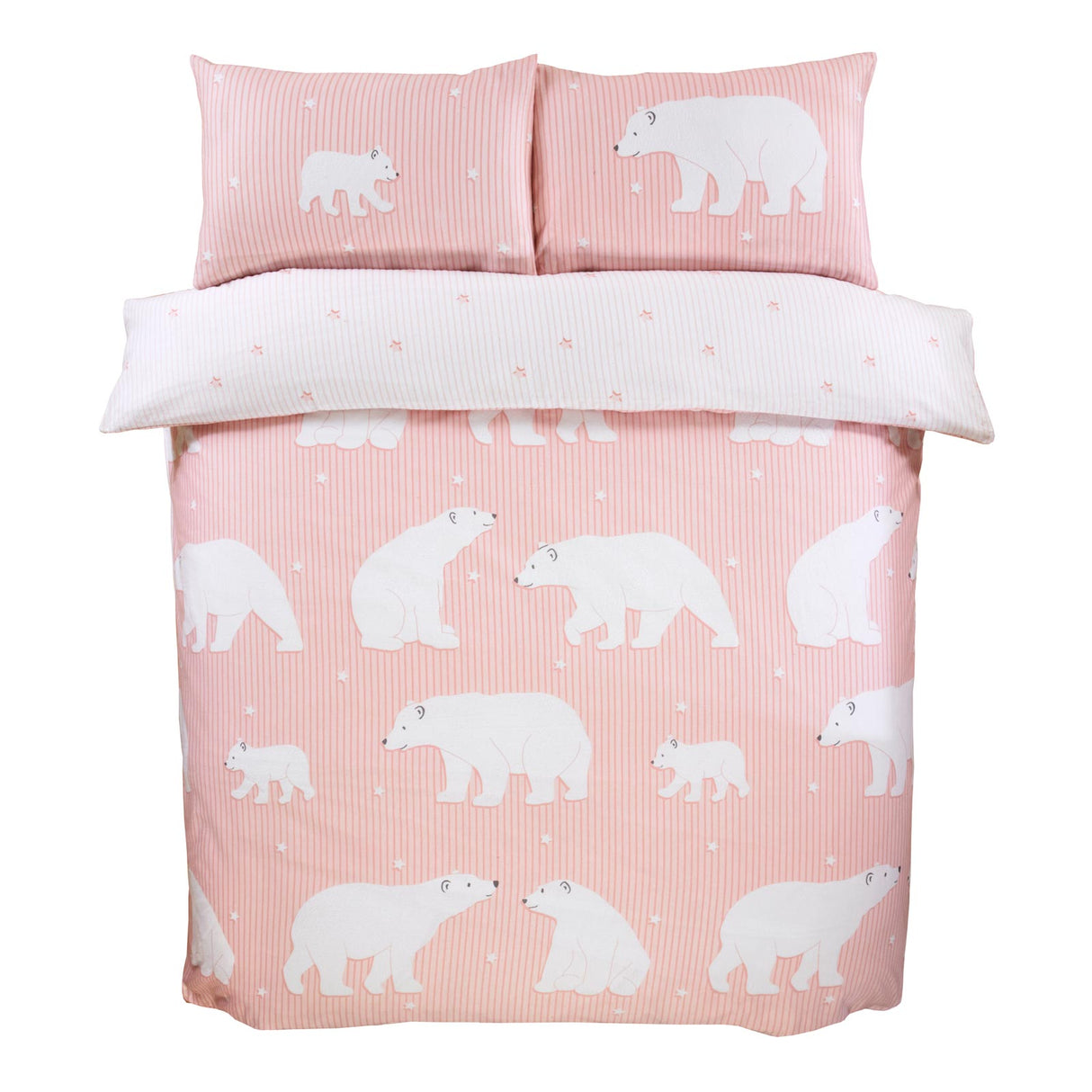 Polar Bear Flannelette Duvet Cover Set Blush