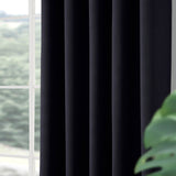 Woven Blackout Eyelet Curtains Black