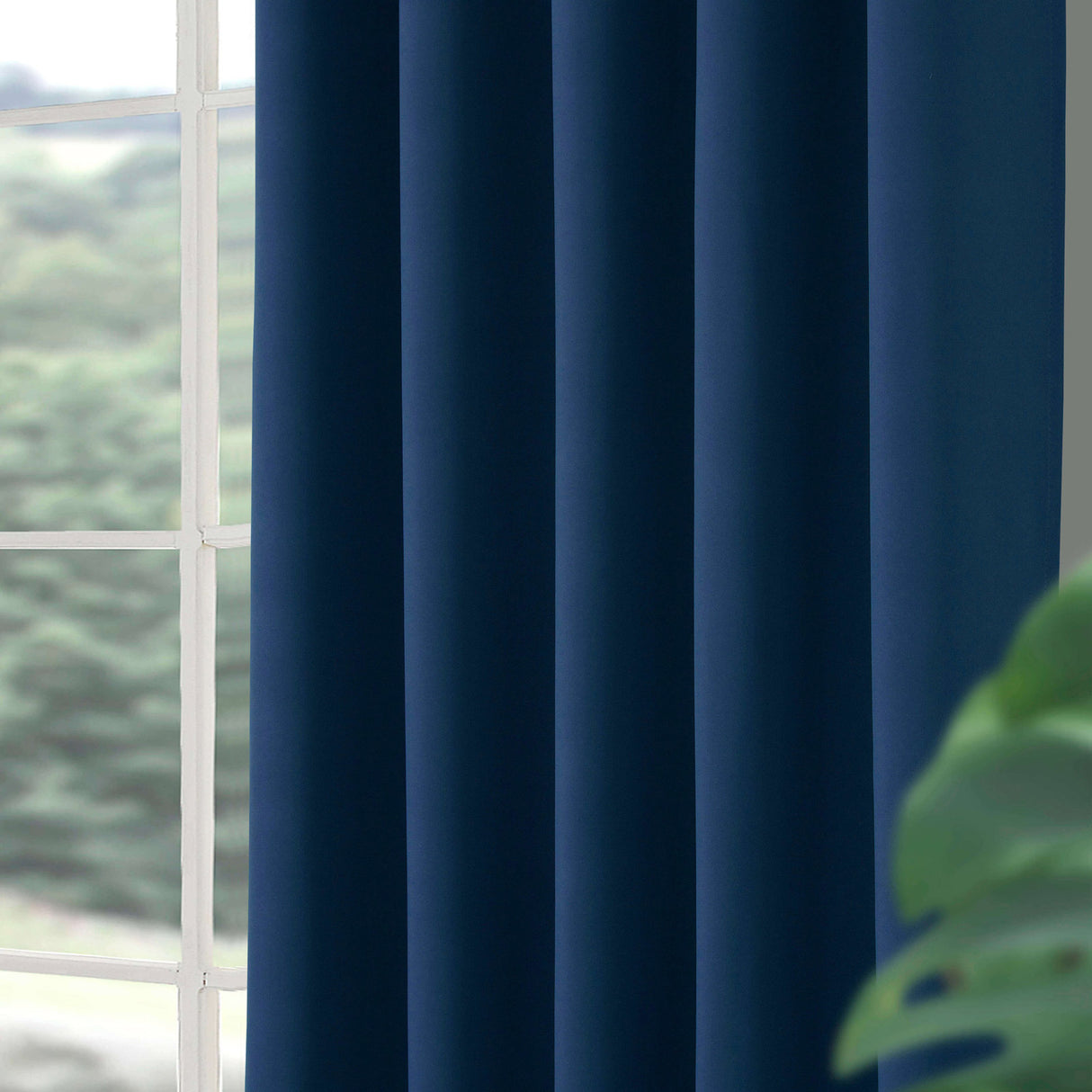 Woven Blackout Tape Top Curtains Navy