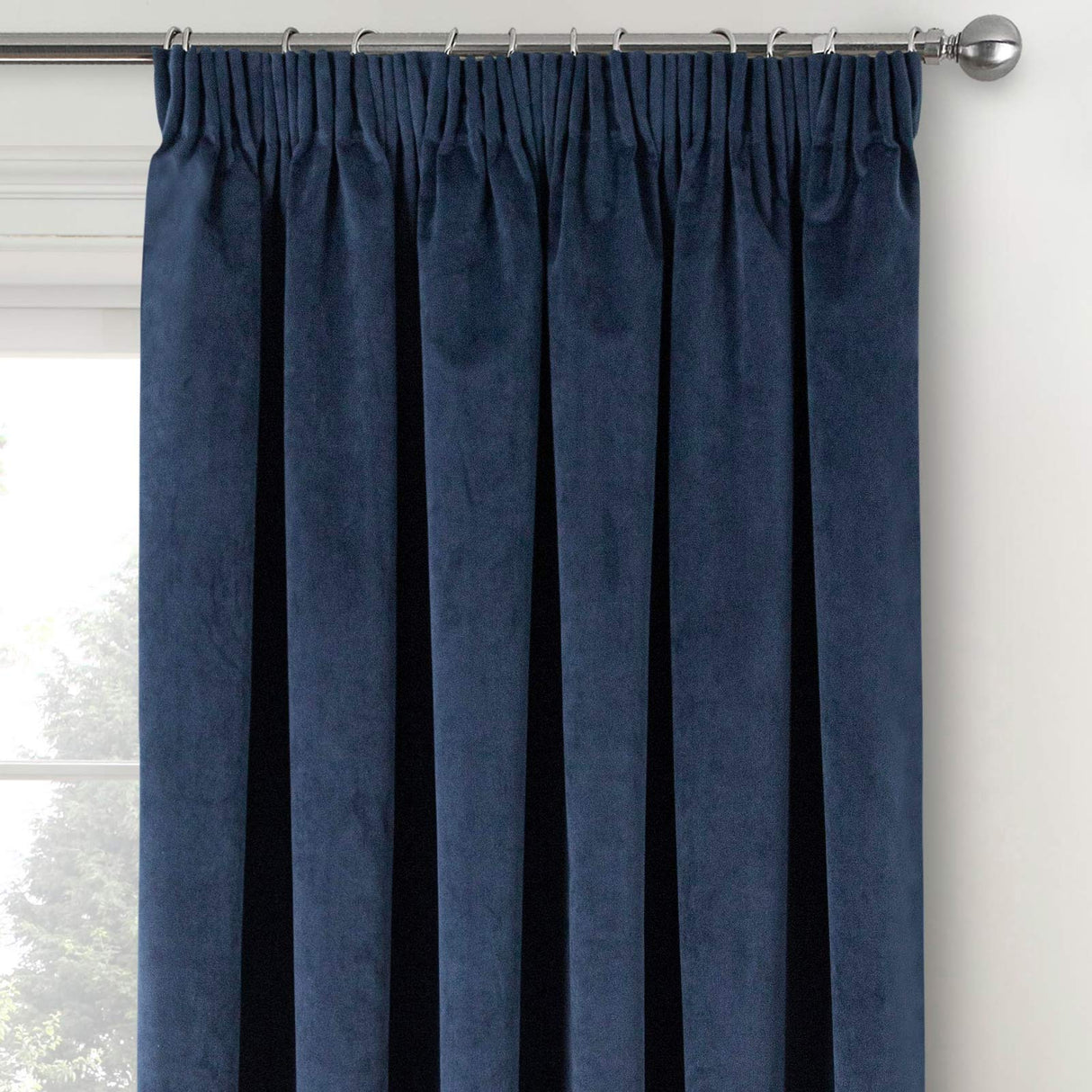 Oxford Velvet Blackout Tape Top Curtains Navy 90" x 90"