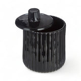 Black Ribbed Glass Storage Jar