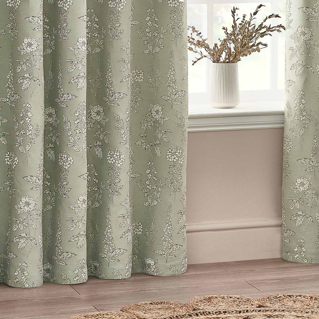 Sophia Room Darkening Eyelet Curtains Sage