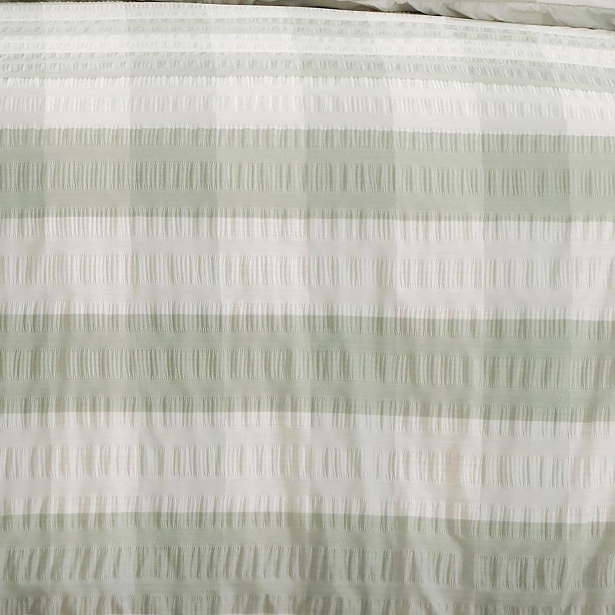 Seersucker Gingham Green Duvet Cover Set