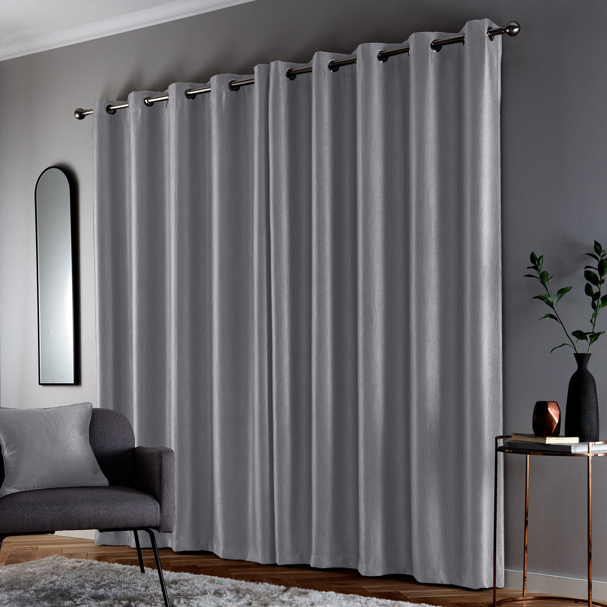 Goodwood Thermal Eyelet Curtains Silver 46" x 54"