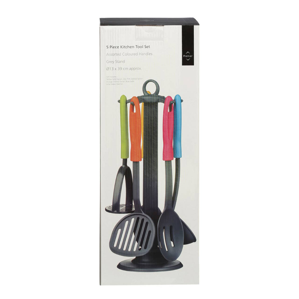 Colourful 5 Piece Utensil Set on Stand