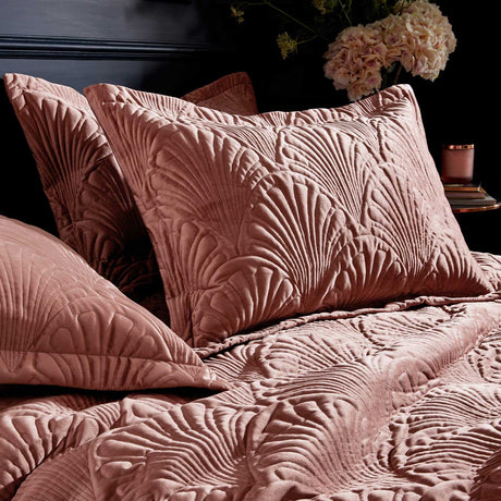 Palmeria Quilted Velvet Pillowcase Blush