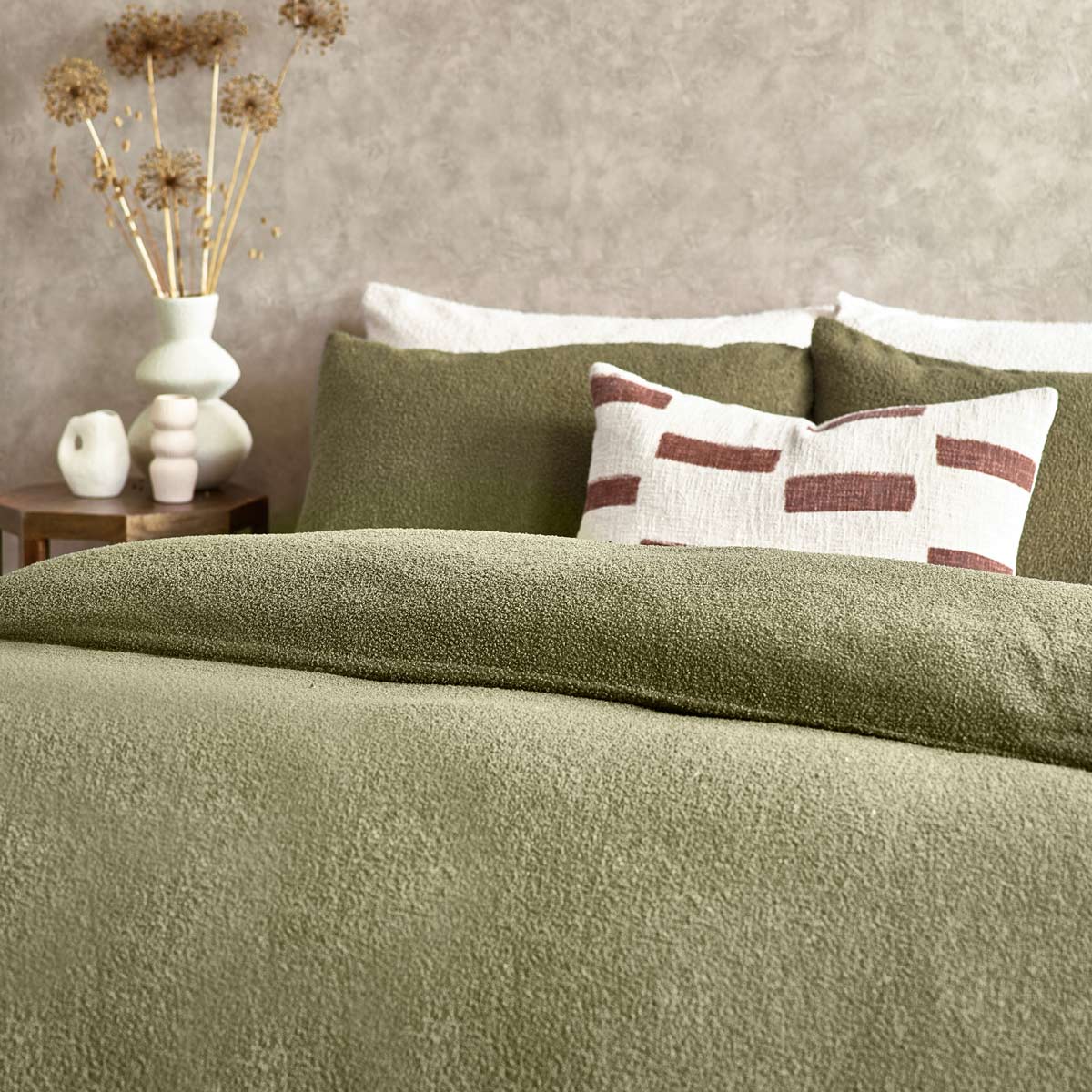 Boucle Olive Duvet Cover Set