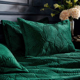 Palmeria Quilted Velvet Pillowcase Emerald