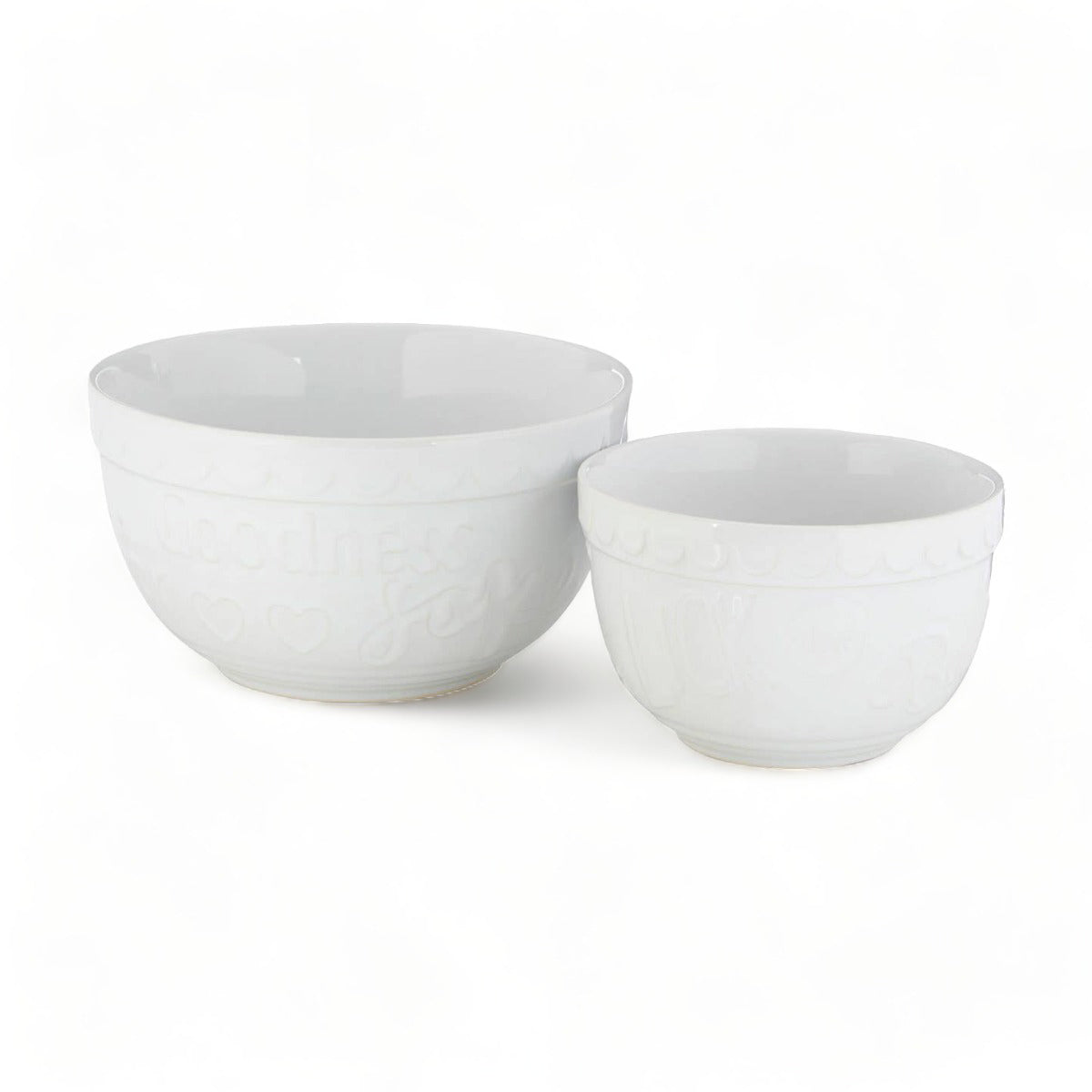 Set of 2 White Ceramic Mixing Bowls