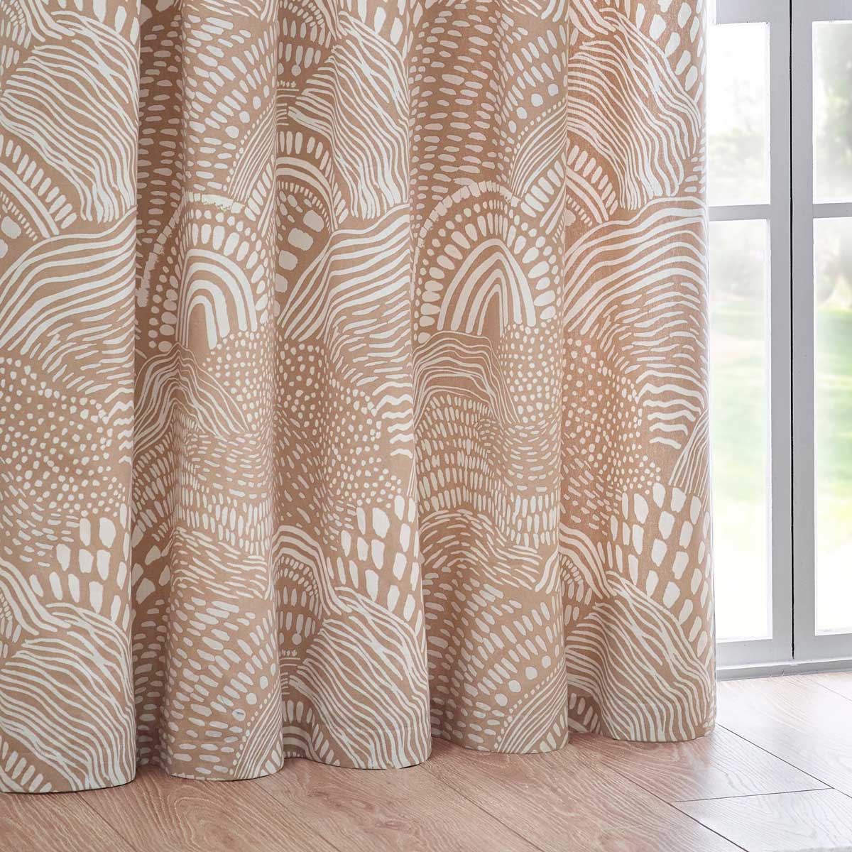 Nola Abstract Eyelet Curtains Oat