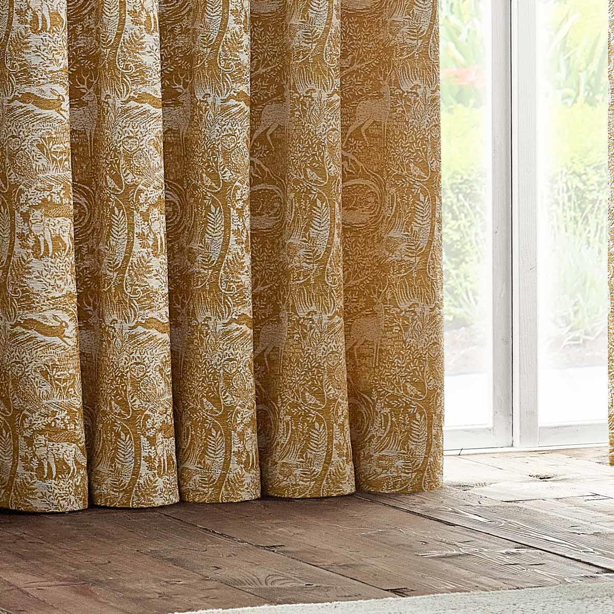 Winter Woods Chenille Eyelet Curtains Ochre