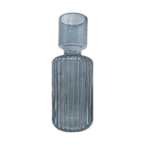 Fluted Ribbed Glass Vase Blue