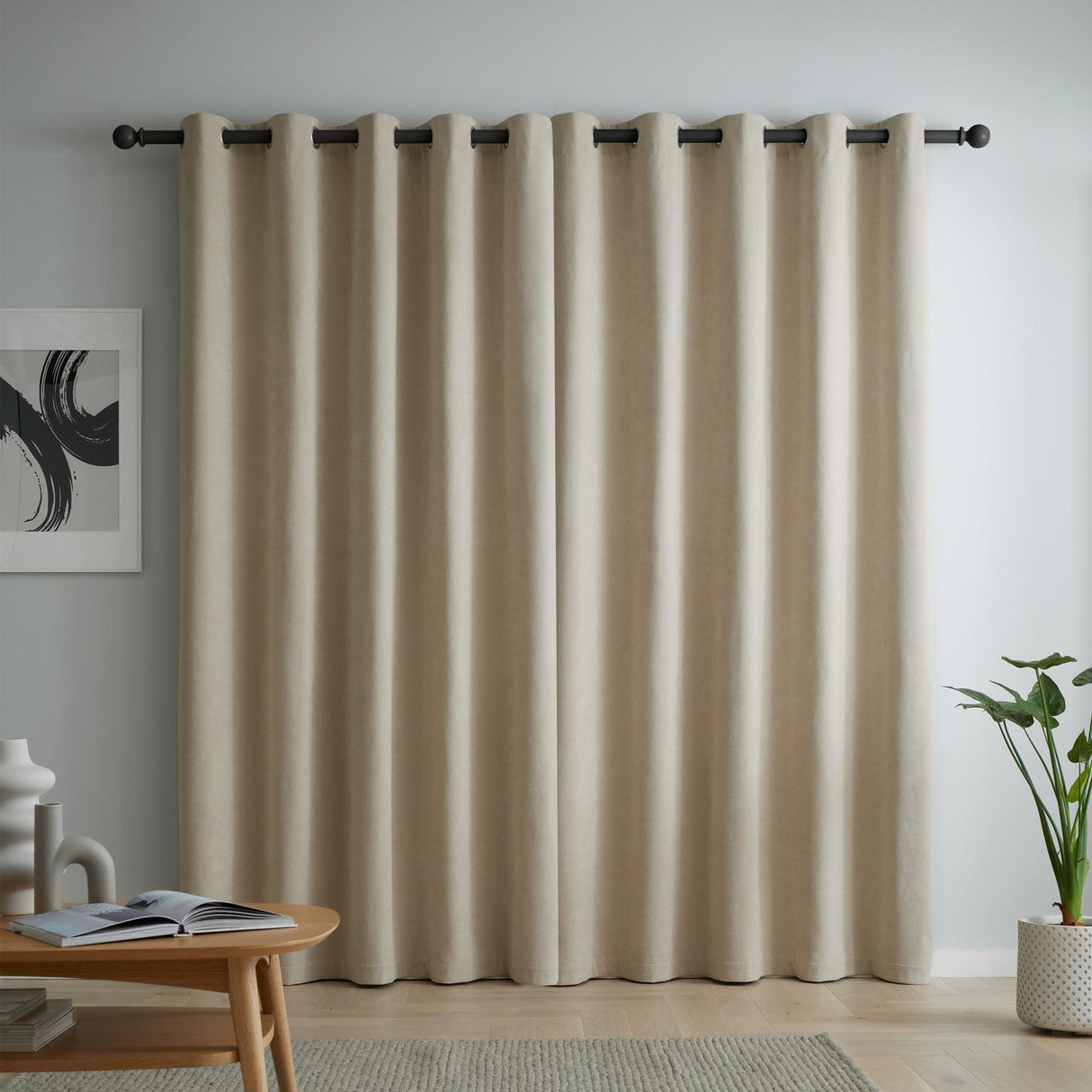 Wilson Velvet Blackout Thermal Eyelet Curtains Natural