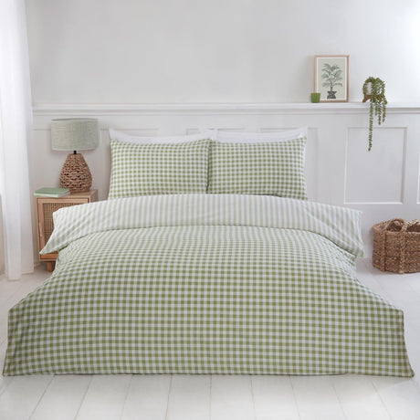 Gingham Check Duvet Cover Set Green