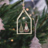 Wooden Santa & Tree Hanging Decoration