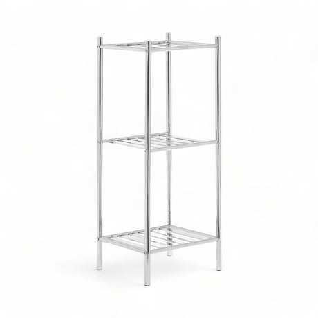 Open Design Chrome Slatted 3 Tier Shelf Unit