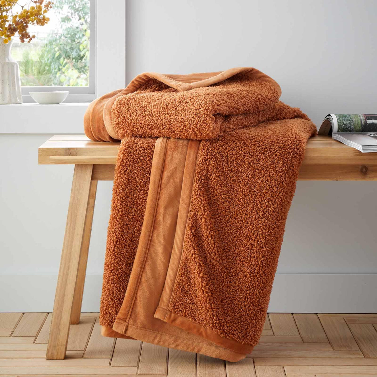 So Soft Velvet Bouclé Throw Caramel