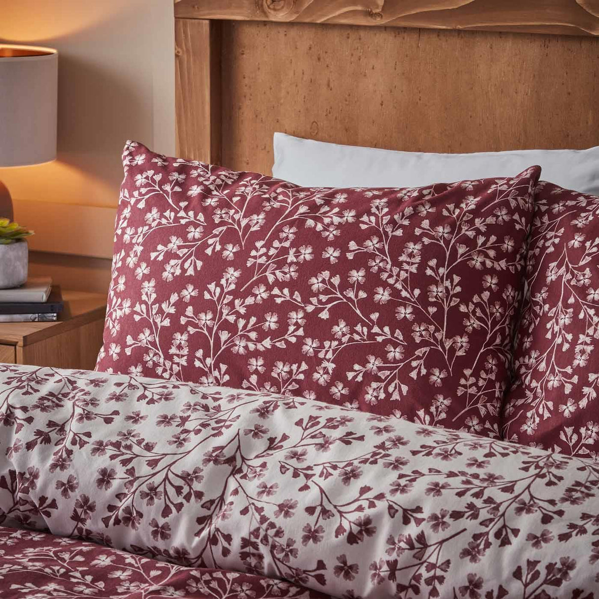 Brushed Cotton Flannelette Grace Floral Leaf Duvet Cover Set