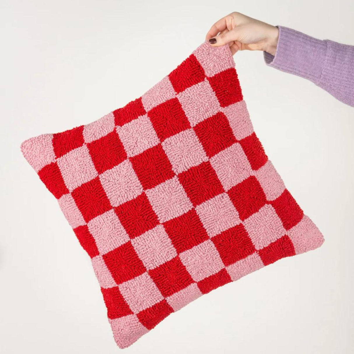 Check Knitted Cushion Cover