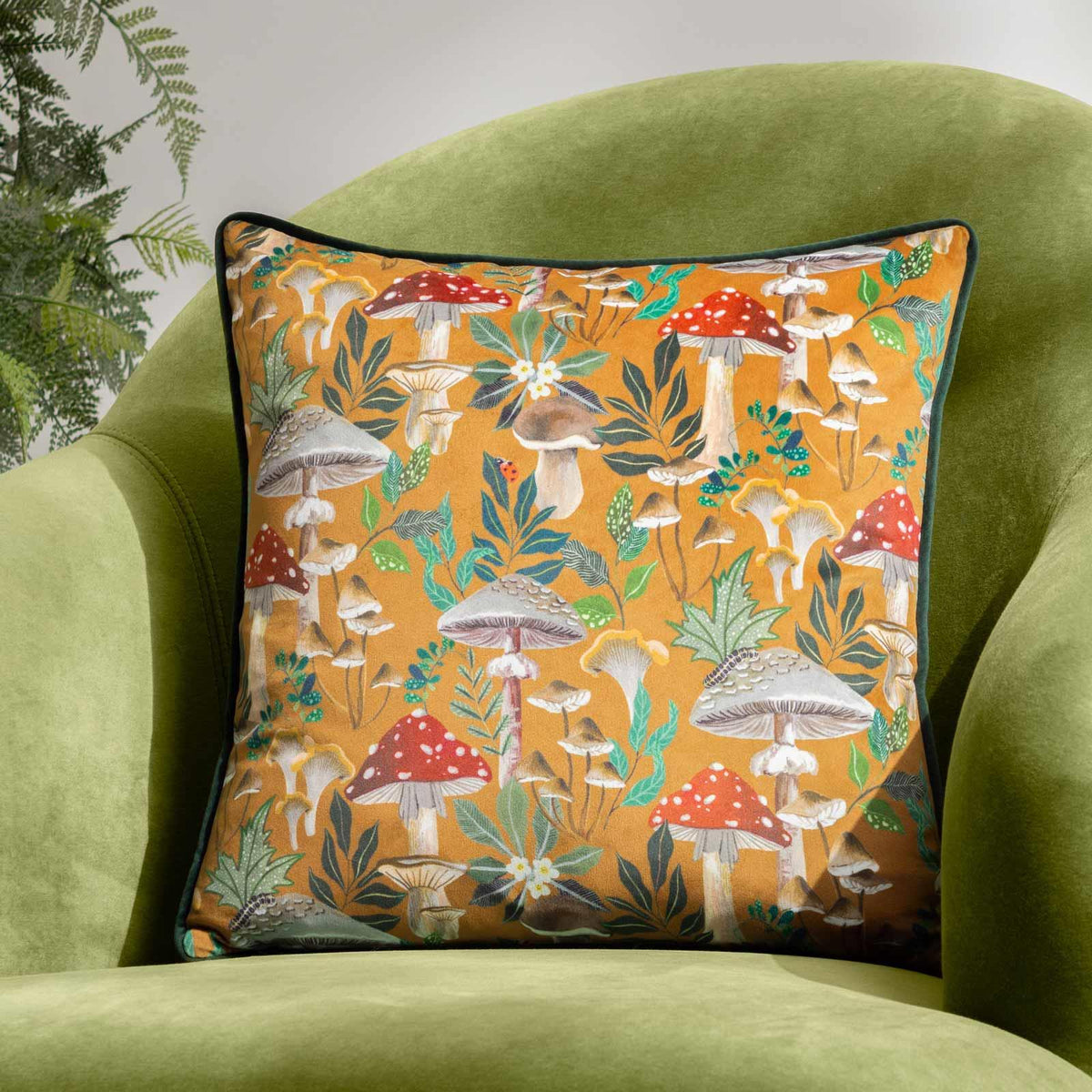 Wylder Nature Wild Garden Mushroom Repeat Cushion Cover 43cm x 43cm (17"x17")