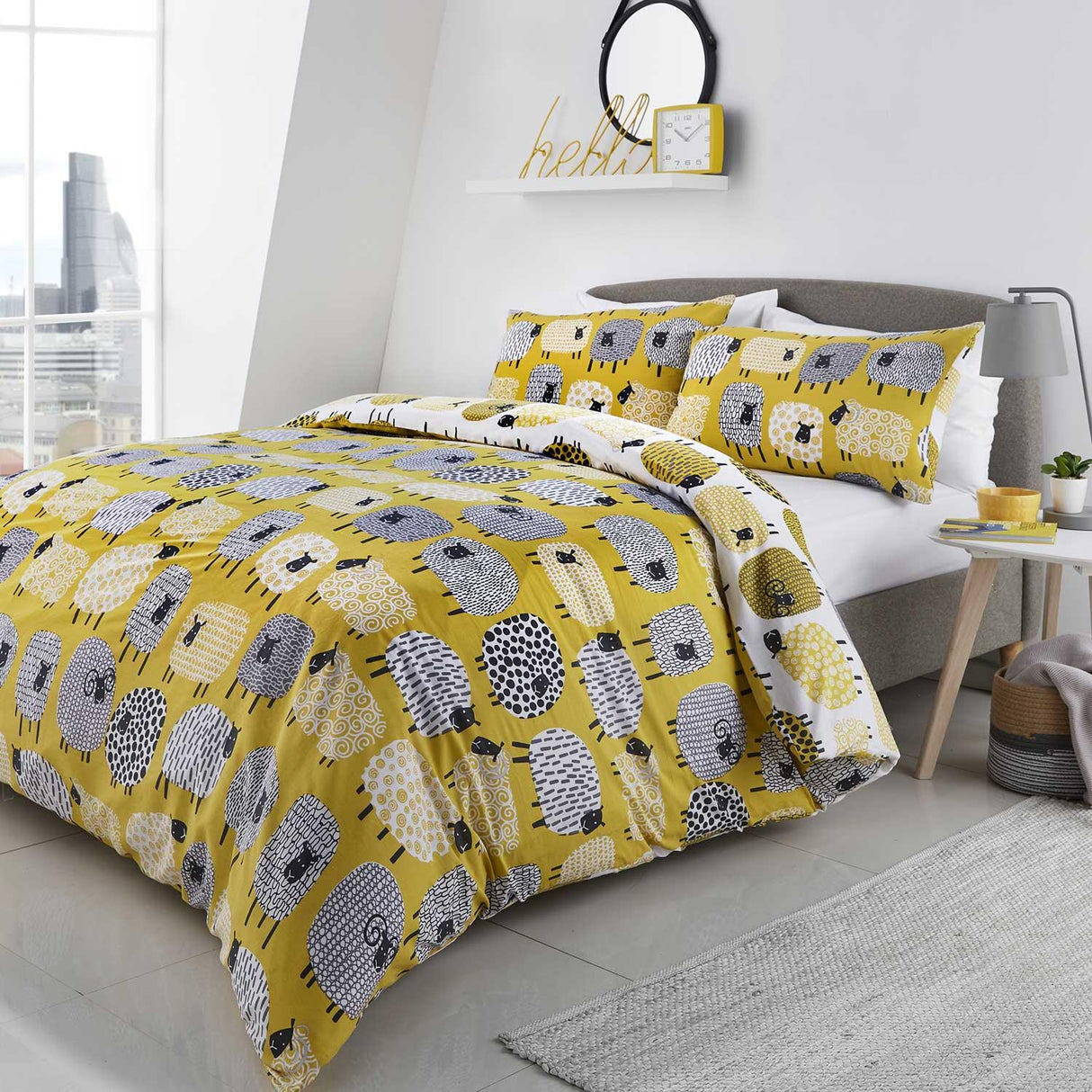 Dotty Sheep Duvet Cover Set Ochre