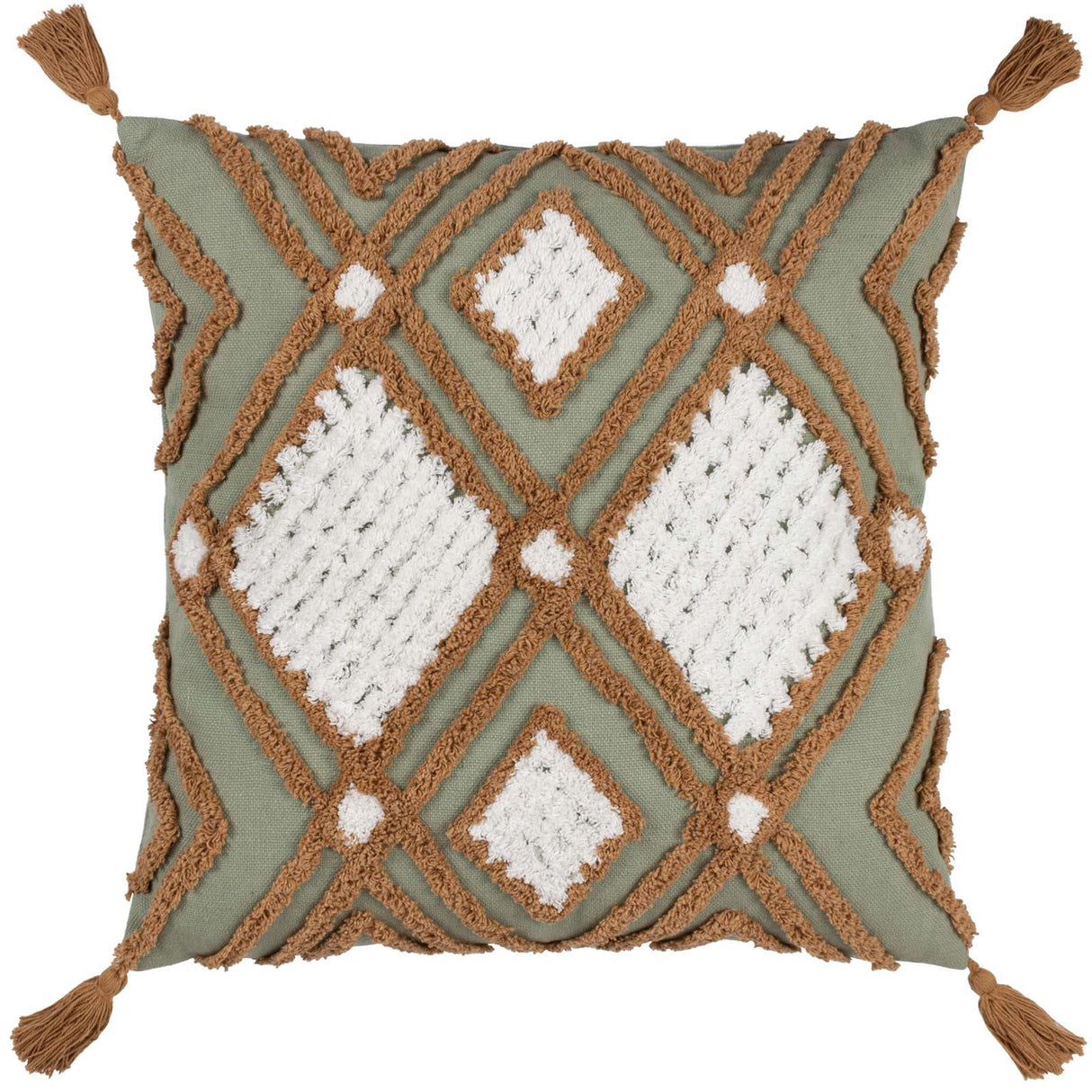 Aquene Tufted Tasselled Cushion Cover 20" x 20" (50cm x 50cm)