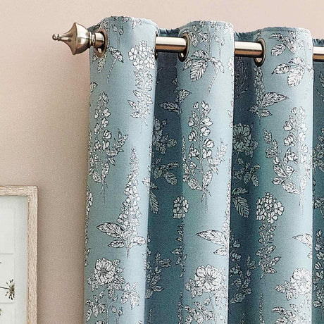 Sophia Room Darkening Eyelet Curtains Blue