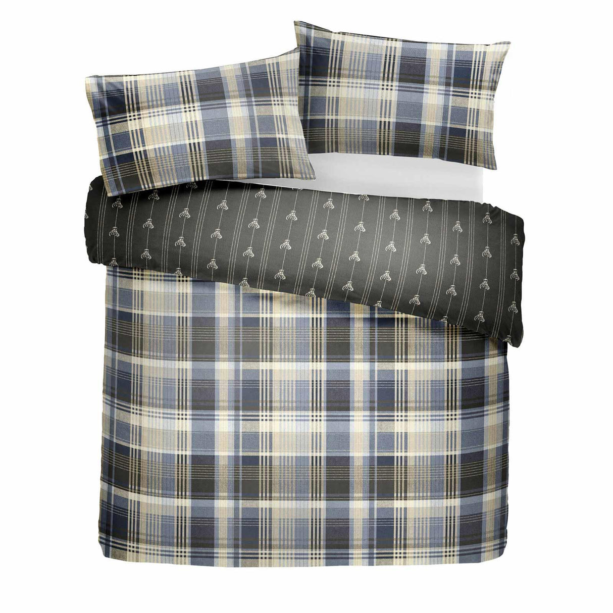 Connolly Check Brushed Cotton Duvet Cover Charcoal