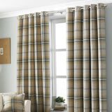 Aviemore Tartan Eyelet Curtains Ochre 90" x 90"