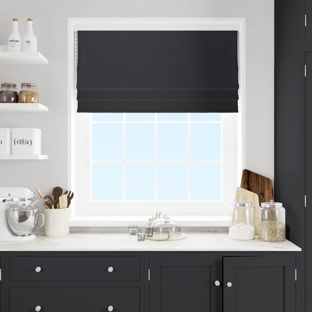 Lucida Black Made To Measure Roman Blind