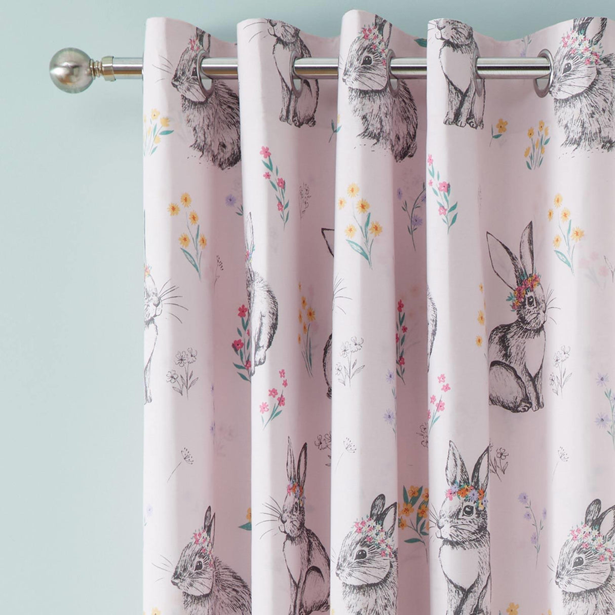 Bunny Tails Ditsy Flower Eyelet Curtains