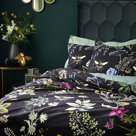 Midnight Bee Floral Velvet Duvet Cover Set