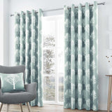 Woodland Trees Eyelet Curtains Duck Egg