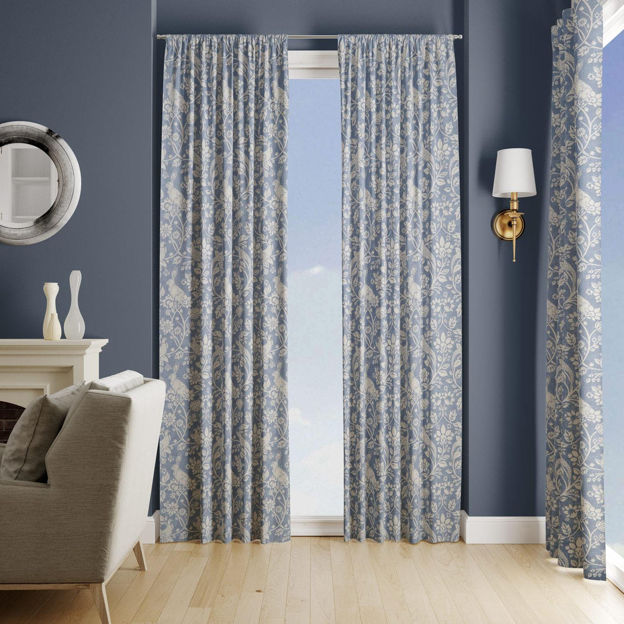 Heathland Indigo Made To Measure Curtains