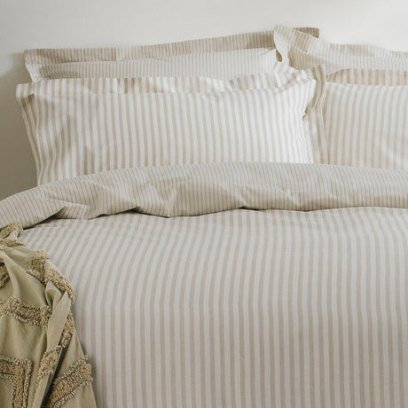 Hebden Mélange Stripe Natural Duvet Cover Set